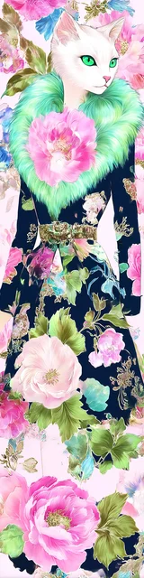 Cat bookmarks featuring a white cat in a fancy robe